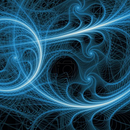 Photo for Wave Function series. Creative arrangement of swirling, twisting, interacting wave pattern on the subject of popular science, education and research. - Royalty Free Image