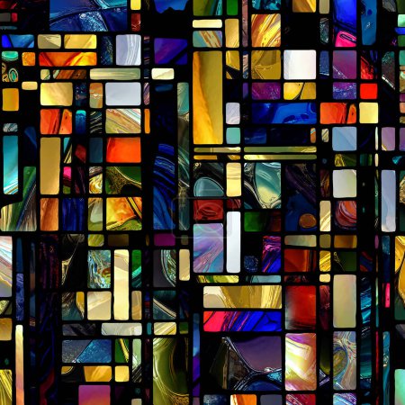 Photo for Rebirth of Stained Glass series. Abstract background made of diverse glass textures, colors and shapes on the subject of light perception, creativity, art and design. - Royalty Free Image