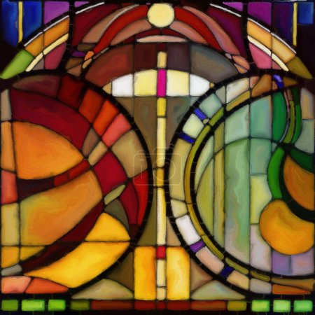 Photo for Stained Glass Canvas series. Image of watercolor stain glass patterns, textures, colors and shapes on the subject of light perception, creativity, art and design. - Royalty Free Image