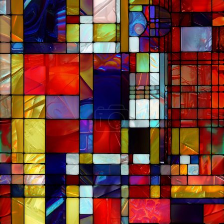 Foto de Renacimiento de la serie de vidrieras. Fondo abstracto hecho de diversas texturas de vidrio, colores y formas sobre el tema de la percepción de la luz, creatividad, arte y diseño. - Imagen libre de derechos