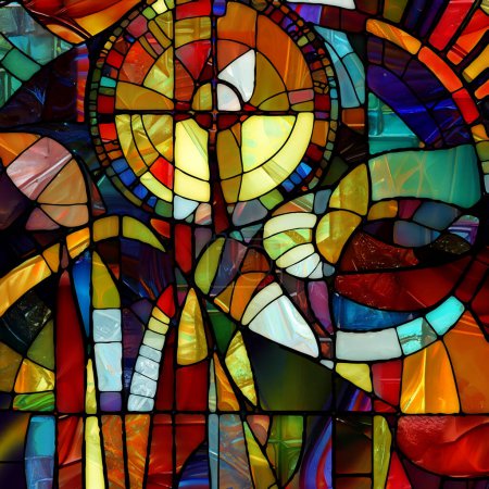 Foto de Rebirth of Stained Glass series. Abstract background made of diverse glass textures, colors and shapes on the subject of light perception, creativity, art and design. - Imagen libre de derechos