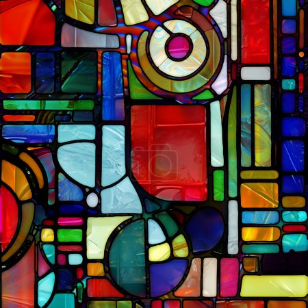 Téléchargez les photos : Rebirth of Stained Glass series. Abstract background made of diverse glass textures, colors and shapes on the subject of light perception, creativity, art and design. - en image libre de droit
