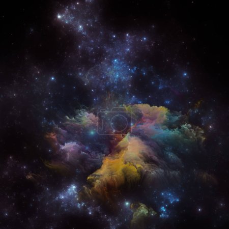 Photo for Dream Nebulas series. Background composition of fractal stars and painted nebula on the subject of scientific illustration, imagination, art and design. - Royalty Free Image