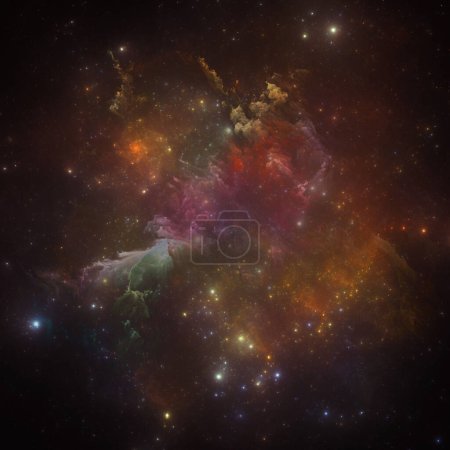 Photo for Dream Nebulas series. Backdrop of painted nebula and fractal stars on the subject of science, art, fantasy and graphic design. - Royalty Free Image