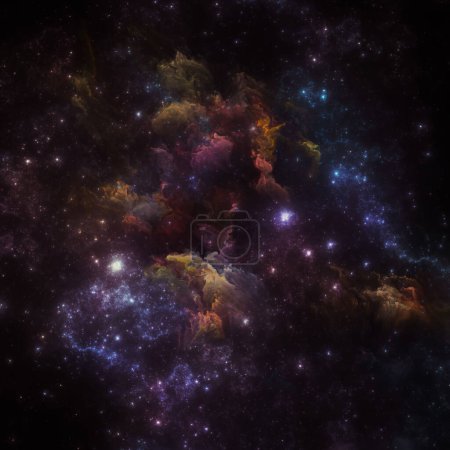 Téléchargez les photos : Nebulas de rêve série. Fond de nébuleuse peinte et étoiles fractales sur le thème de l'illustration scientifique, de l'imagination, de l'art et du design. - en image libre de droit