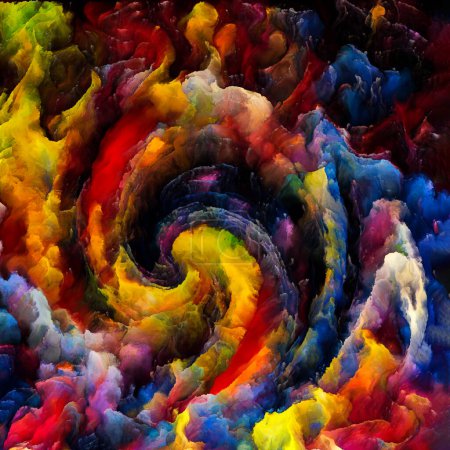 Photo for Color In Motion series. Backdrop design of moving, swirling and flowing paint on canvas on the subject of chroma, light and motion perception, geometry of composition and design. - Royalty Free Image