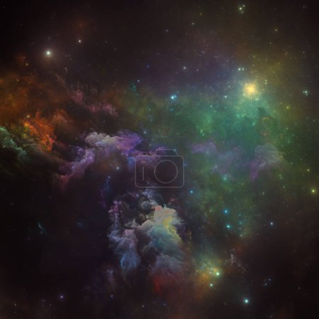 Foto de Dream Nebulas series. Abstracción artística de estrellas fractales y nebulosa pintada sobre el tema de la ilustración científica, imaginación, arte y diseño. - Imagen libre de derechos