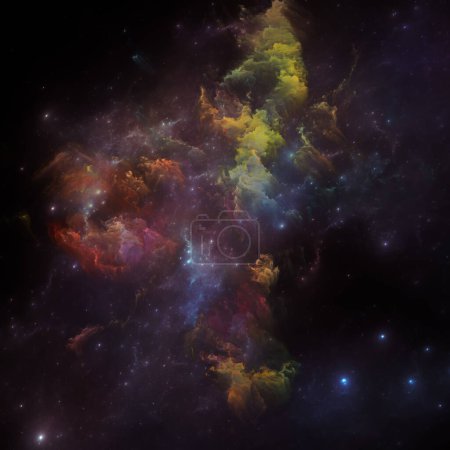 Photo for Dream Nebulas series. Background design of fractal stars and painted nebula on the subject of science, art, fantasy and graphic design. - Royalty Free Image