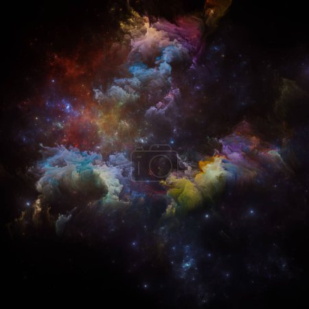 Photo for Dream Nebulas series. Artistic abstraction of fractal stars and painted nebula on the subject of science, art, fantasy and graphic design. - Royalty Free Image