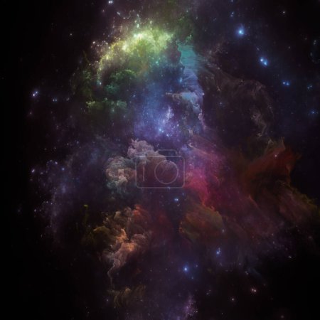 Dream Nebulas series. Diseño de fondo de estrellas fractales y nebulosa pintada sobre el tema de la ilustración científica, imaginación, arte y diseño.