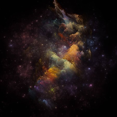 Nebulas de rêve série. Fond de nébuleuse peinte et étoiles fractales sur le thème de la science, de l'art, de la fantaisie et du graphisme.