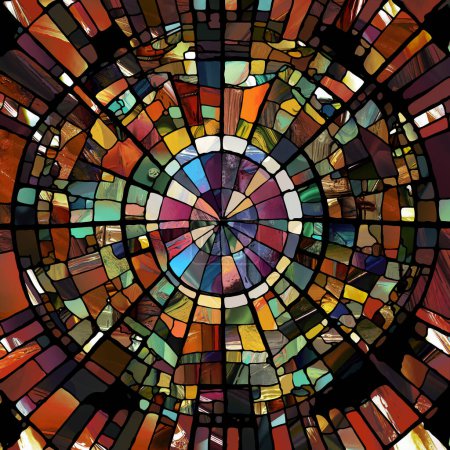 Foto de Sharp Stained Glass series. Composition of abstract color glass patterns on the subject of chroma, light and pattern perception, geometry of color and design. - Imagen libre de derechos
