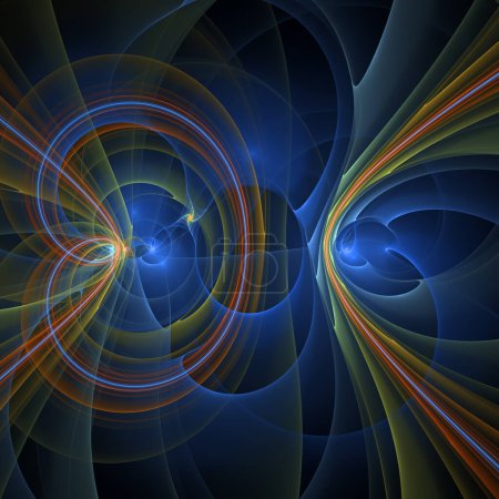 Foto de Serie Turbulencia Espacial. Fondo compuesto por un patrón de onda giratorio, torcido e interactivo sobre el tema de la ciencia y la investigación modernas. - Imagen libre de derechos