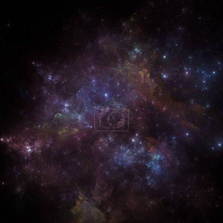 Foto de Dream Nebulas series. Fondo abstracto hecho de nebulosa pintada y estrellas fractales sobre el tema de la ilustración científica, imaginación, arte y diseño. - Imagen libre de derechos