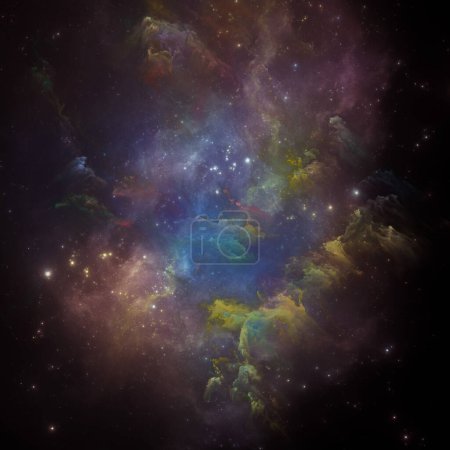 Foto de Dream Nebulas series. Fondo abstracto hecho de nebulosa pintada y estrellas fractales sobre el tema de la ilustración científica, imaginación, arte y diseño. - Imagen libre de derechos