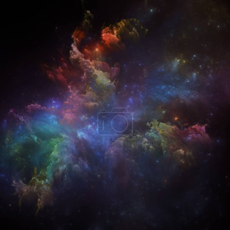 Dream Nebulas series. Composición de estrellas fractales y nebulosa pintada sobre el tema de la ciencia, arte, fantasía y diseño gráfico.