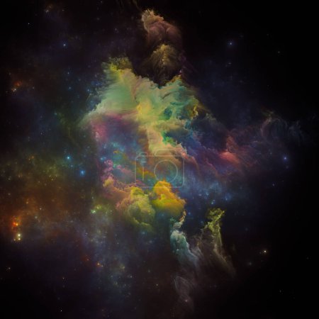 Photo for Dream Nebulas series. Backdrop of fractal stars and painted nebula on the subject of scientific illustration, imagination, art and design. - Royalty Free Image