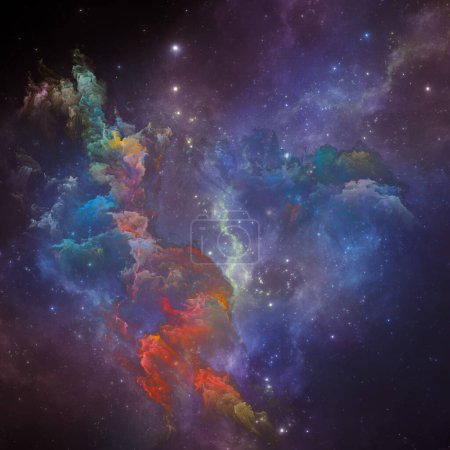 Photo for Dream Nebulas series. Composition of painted nebula and fractal stars on the subject of science, art, fantasy and graphic design. - Royalty Free Image