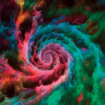 Photo for Color In Motion series. Backdrop of moving, swirling and flowing paint on canvas on the subject of chroma, light and motion perception, geometry of composition and design. - Royalty Free Image