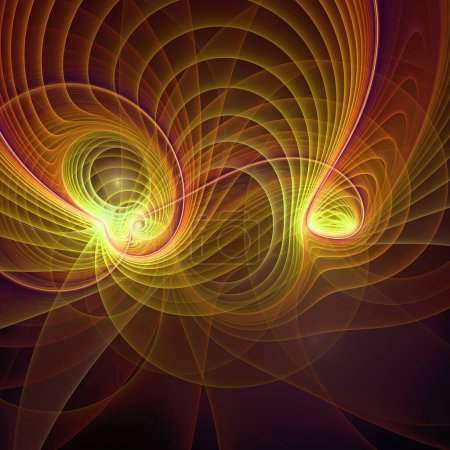 Serie Turbulencia Espacial. Composición del patrón de onda giratoria, giratoria e interactiva sobre el tema de la ciencia y la investigación modernas.