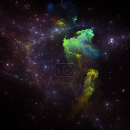 Photo for Dream Nebulas series. Backdrop design of painted nebula and fractal stars on the subject of scientific illustration, imagination, art and design. - Royalty Free Image