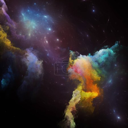 Dream Nebulas series. Composición de nebulosas pintadas y estrellas fractales sobre el tema de la ilustración científica, imaginación, arte y diseño.
