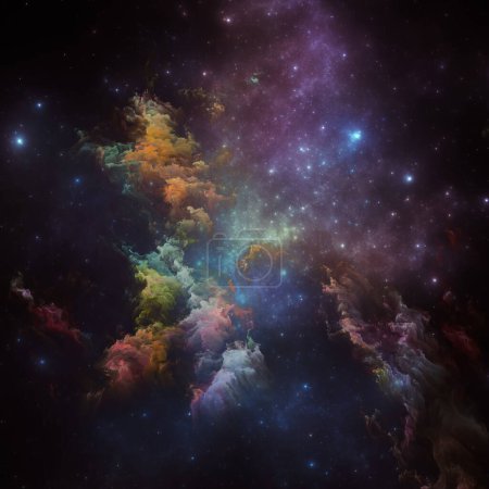 Foto de Dream Nebulas series. Abstracción artística de estrellas fractales y nebulosa pintada sobre el tema de la ilustración científica, imaginación, arte y diseño. - Imagen libre de derechos