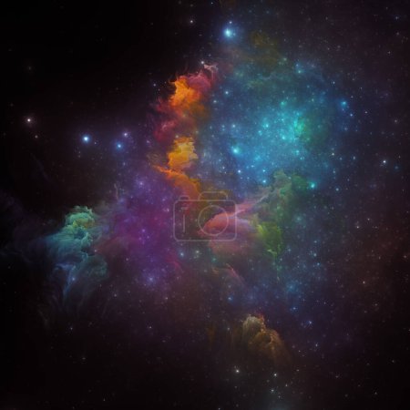 Dream Nebulas series. Abstract background made of fractal stars and painted nebula on the subject of science, art, fantasy and graphic design.