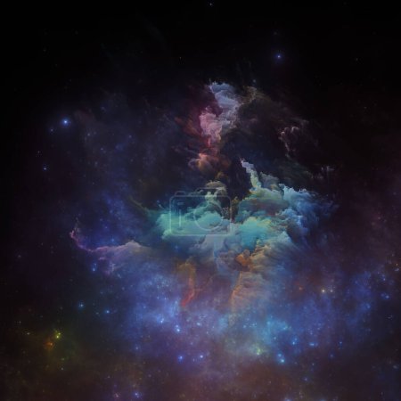 Photo for Dream Nebulas series. Composition of painted nebula and fractal stars on the subject of science, art, fantasy and graphic design. - Royalty Free Image