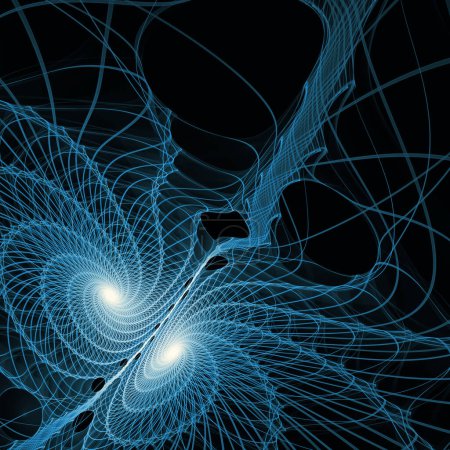 Foto de Quantum Dynamics series. Imagen de patrón de ondas de frecuencia oscilantes sobre el tema de la educación, la investigación y la ciencia moderna. - Imagen libre de derechos