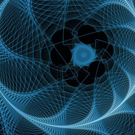 Serie Turbulencia Espacial. Abstracción artística de un patrón de onda giratoria, torcida e interactiva sobre el tema de la educación, la investigación y la ciencia moderna.