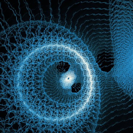 Foto de Quantum Dynamics series. Diseño abstracto hecho de vibración de onda y patrón dinámico de propagación sobre el tema de la ciencia popular, la educación y la investigación. - Imagen libre de derechos
