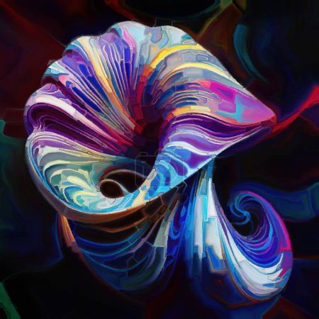 Color Forms Serie. Hintergrund digitaler Aquarellwiedergabe fragmentierter Muster von Farbformen zum Thema Kreativität, Fantasie, Kunst und Design.