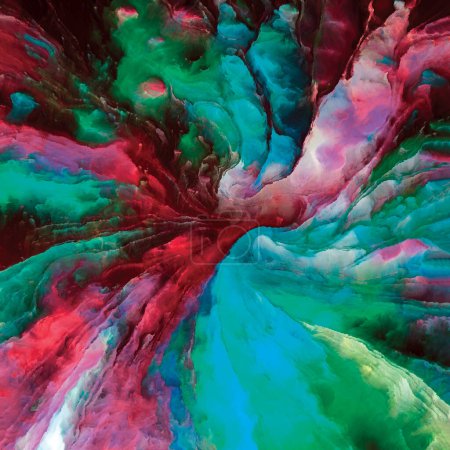 Téléchargez les photos : Série Color In Motion. Fond de peinture mouvante, tourbillonnante et fluide sur toile au sujet de la chroma, perception de la lumière et du mouvement, géométrie de la composition et du design. - en image libre de droit