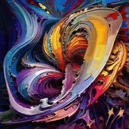 Color Forms Serie. Design aus digitaler Aquarellwiedergabe fragmentierter Muster von Farbformen zum Thema Kreativität, Fantasie, Kunst und Design.