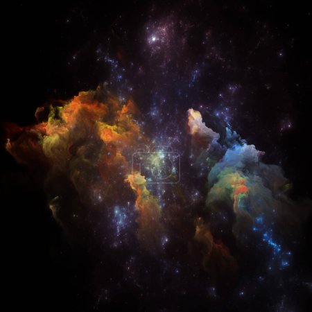 Téléchargez les photos : Nebulas de rêve série. Composition de nébuleuses peintes et d'étoiles fractales sur le thème de l'illustration scientifique, de l'imagination, de l'art et du design. - en image libre de droit