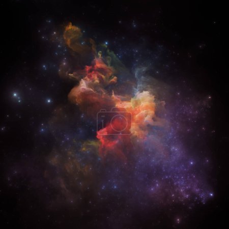 Téléchargez les photos : Nebulas de rêve série. Création en toile de fond de nébuleuse peinte et d'étoiles fractales sur le thème de l'illustration scientifique, de l'imagination, de l'art et du design. - en image libre de droit