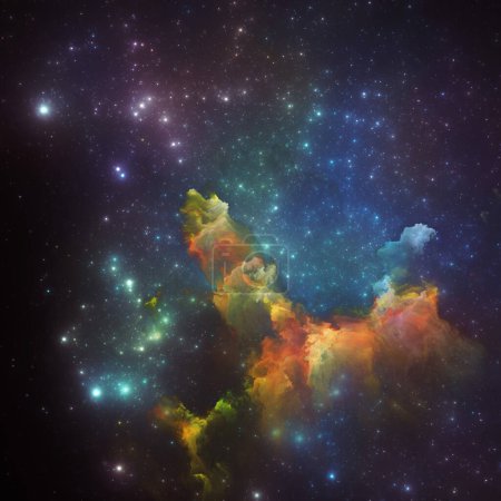 Photo for Dream Nebulas series. Background composition of fractal stars and painted nebula on the subject of science, art, fantasy and graphic design. - Royalty Free Image