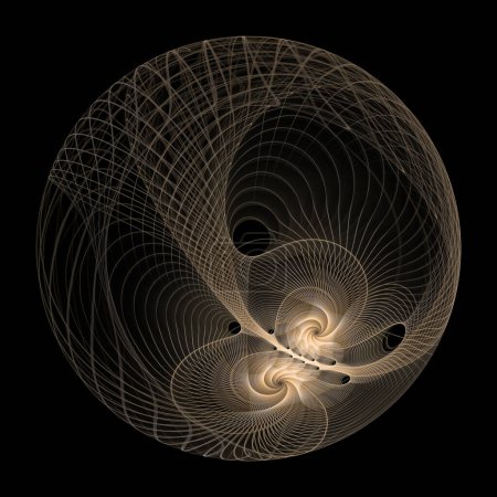 Wave Function series. Composition of swirling, twisting, interacting wave pattern on the subject of popular science, education and research.