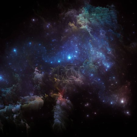 Photo for Dream Nebulas series. Creative arrangement of painted nebula and fractal stars on the subject of science, art, fantasy and graphic design. - Royalty Free Image