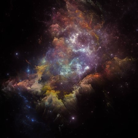 Photo for Dream Nebulas series. Composition of fractal stars and painted nebula on the subject of science, art, fantasy and graphic design. - Royalty Free Image