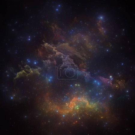 Traumnebel-Serie. Abstrakter Hintergrund aus fraktalen Sternen und gemalten Nebeln zum Thema Wissenschaft, Kunst, Fantasie und Grafikdesign.