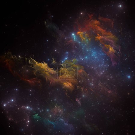Foto de Dream Nebulas series. Interacción de estrellas fractales y nebulosas pintadas sobre el tema de la ilustración científica, la imaginación, el arte y el diseño. - Imagen libre de derechos