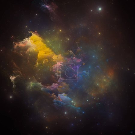 Photo for Dream Nebulas series. Creative arrangement of fractal stars and painted nebula on the subject of science, art, fantasy and graphic design. - Royalty Free Image