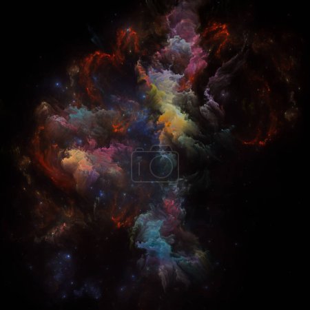 Photo for Dream Nebulas series. Background design of painted nebula and fractal stars on the subject of science, art, fantasy and graphic design. - Royalty Free Image