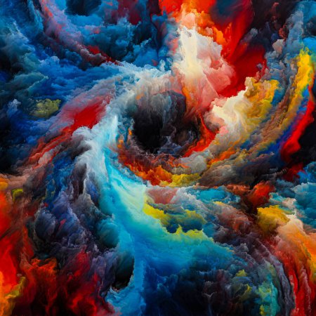 Serie Selfhood of Colors. Komposition dynamischer farbiger Texturen zum Thema Kreativität, Fantasie und Design. Wenn menschliche Verbindungen schwinden, rücken die Stimmen von Texturen vor.
