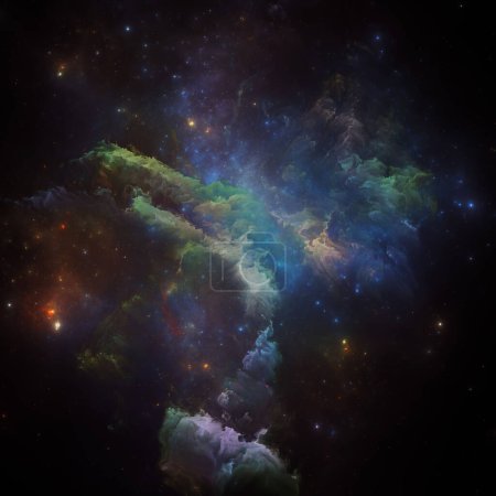 Dream Nebulas series. Diseño de fondo de nebulosas pintadas y estrellas fractales sobre el tema de la ilustración científica, imaginación, arte y diseño.