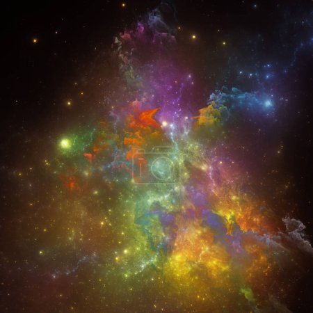 Foto de Dream Nebulas series. Diseño compuesto de nebulosa pintada y estrellas fractales sobre el tema de la ilustración científica, imaginación, arte y diseño. - Imagen libre de derechos
