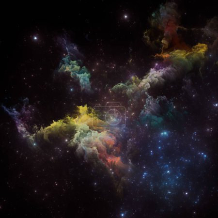 Photo for Dream Nebulas series. Backdrop of fractal stars and painted nebula on the subject of science, art, fantasy and graphic design. - Royalty Free Image