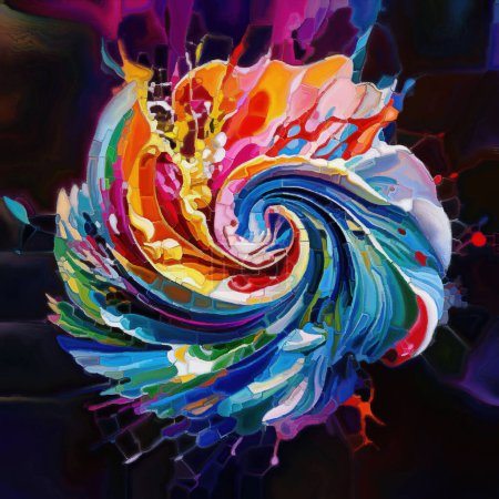 Form Dreams Serie. Abstrakter Hintergrund aus digitaler Aquarellwiedergabe fragmentierter Muster von Farbformen zum Thema Kreativität, Fantasie, Kunst und Design.
